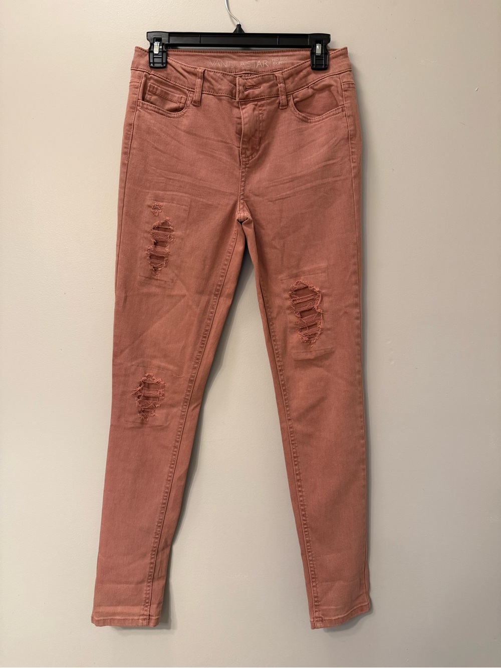 Vanilla Star Distressed Skinny Jeans in Dusty Rose